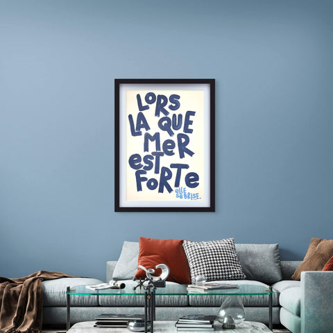 La mer est forte 2 I Œuvre originale encadrée de L’oiseau noir 58x80