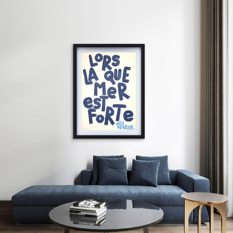 La mer est forte 2 I Œuvre originale encadrée de L’oiseau noir 58x80