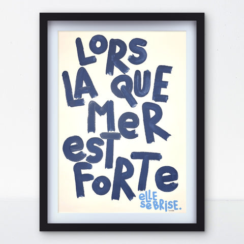 La mer est forte 2 I Œuvre originale encadrée de L’oiseau noir 58x80