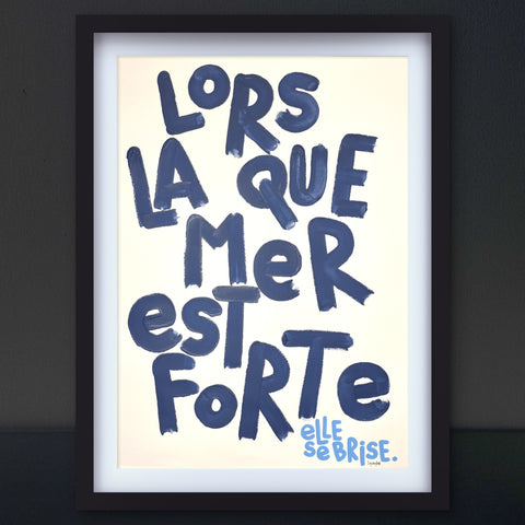 La mer est forte 2 I Œuvre originale encadrée de L’oiseau noir 58x80
