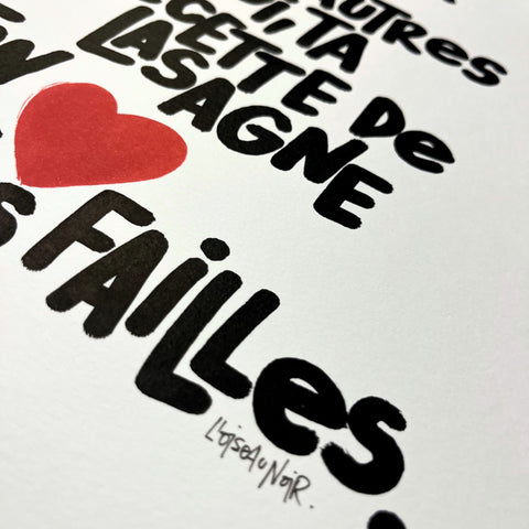 Lasagne I Œuvre originale de L’oiseau noir 30x42