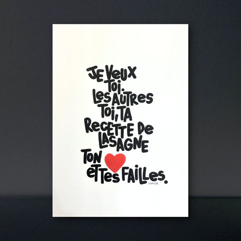 Lasagne I Œuvre originale de L’oiseau noir 30x42