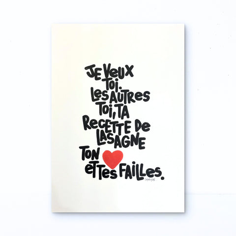 Lasagne I Œuvre originale de L’oiseau noir 30x42