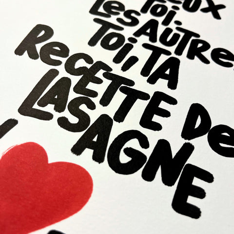 Lasagne I Œuvre originale de L’oiseau noir 30x42