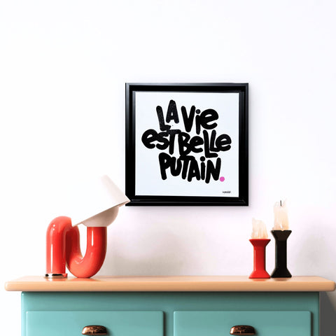 La vie est belle I Œuvre originale sur toile de L’oiseau noir 30x30