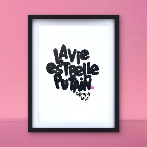 La vie en rose 5 I Œuvre originale encadrée de L’oiseau noir 30x42