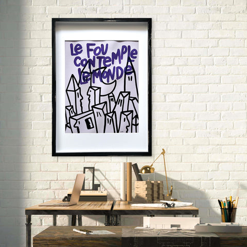 Le fou I Œuvre originale encadrée de L’oiseau noir 72x52