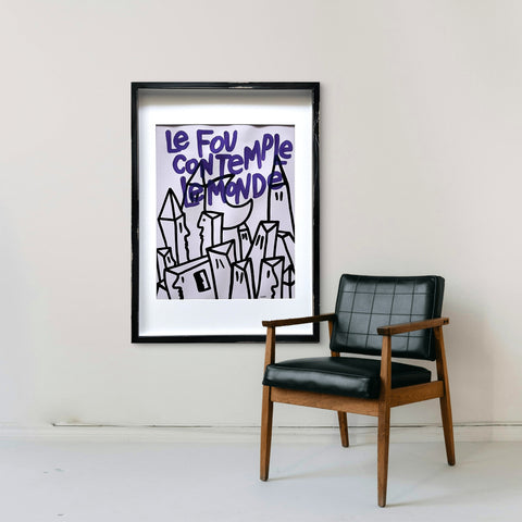 Le fou I Œuvre originale encadrée de L’oiseau noir 72x52