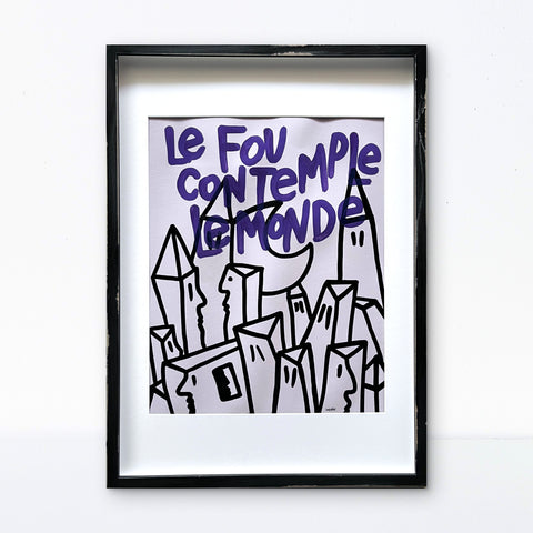 Le fou I Œuvre originale encadrée de L’oiseau noir 72x52