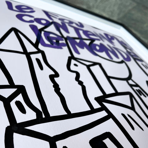 Le fou I Œuvre originale encadrée de L’oiseau noir 72x52