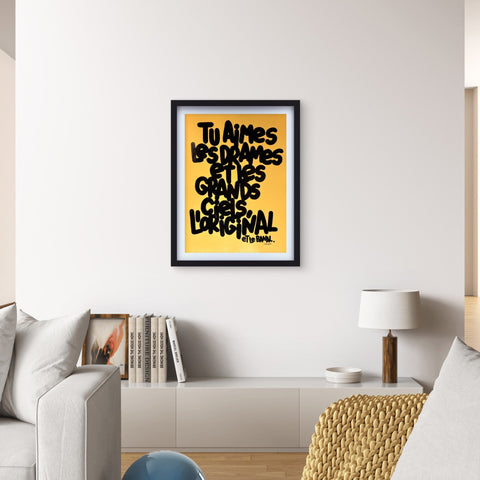 Les drames et les grands ciels I Œuvre originale encadrée de L’oiseau noir 30x42