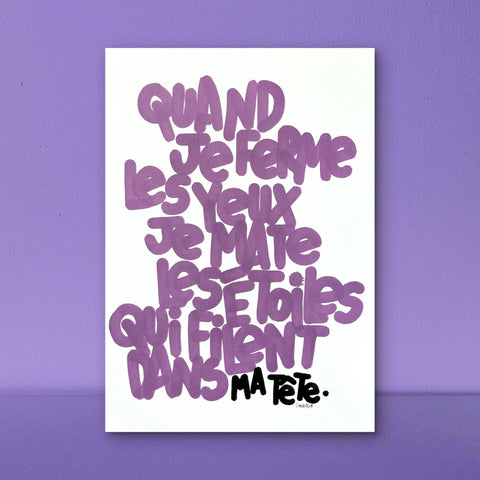 Les étoiles dans ma tête I Œuvre originale de L’oiseau noir 30x42