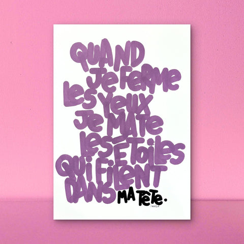 Les étoiles dans ma tête I Œuvre originale de L’oiseau noir 30x42