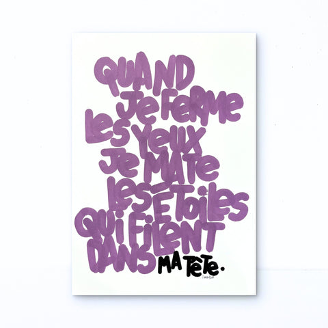 Les étoiles dans ma tête I Œuvre originale de L’oiseau noir 30x42