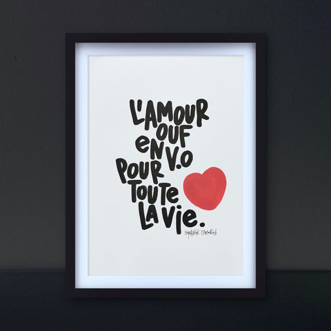 L'amour ouf I Œuvre originale encadrée de L’oiseau noir 30x42