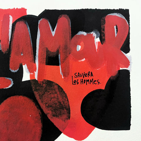 L'amour sauvera les hommes I Œuvre originale encadrée de L’oiseau noir 30x40