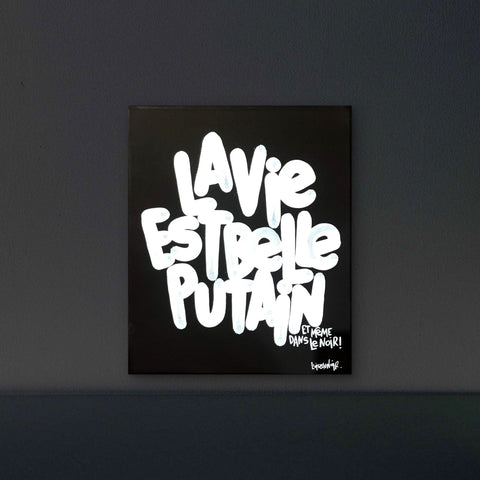 Même dans le noir I Œuvre originale sur toile de L’oiseau noir 28x35