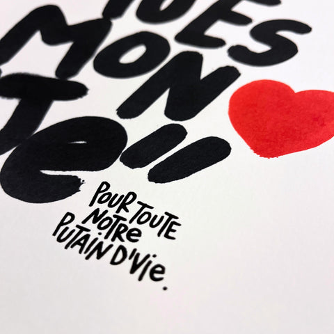 Mon je I Œuvre originale encadrée de L’oiseau noir I 21x30