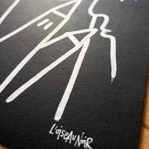 Mourir un jour I Œuvre originale encadrée de L’oiseau noir 30 x 42