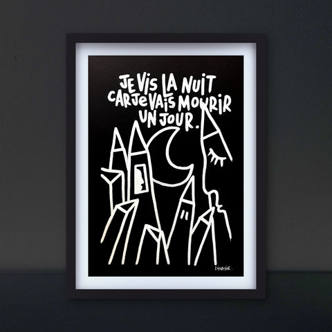 Mourir un jour I Œuvre originale encadrée de L’oiseau noir 30 x 42