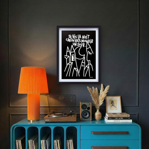 Mourir un jour I Œuvre originale encadrée de L’oiseau noir 30 x 42