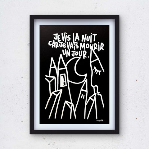 Mourir un jour I Œuvre originale encadrée de L’oiseau noir 30 x 42