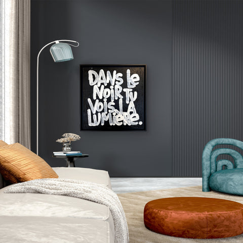 NOIR I Œuvre originale sur toile et caisse américaine de L’oiseau noir 60x60