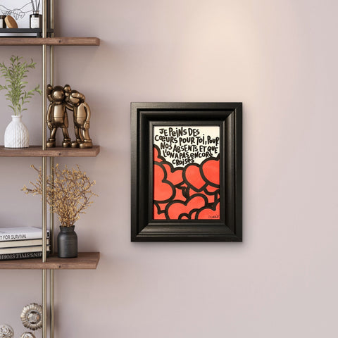 Nos absents I Œuvre originale encadrée de L’oiseau noir I 18x13