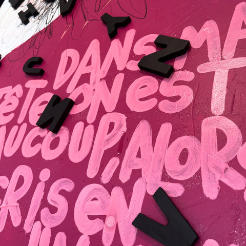 Nous I Œuvre originale sur toile et caisse américaine de L’oiseau noir 100x70