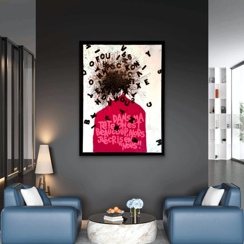 Nous I Œuvre originale sur toile et caisse américaine de L’oiseau noir 100x70