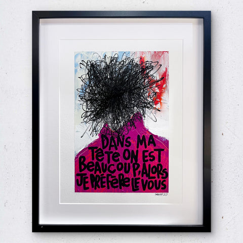 On est beaucoup I Œuvre originale encadrée de L’oiseau noir 30x42