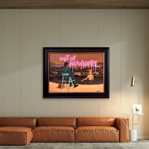 Out of nowhere I Œuvre originale sur toile et caisse américaine de L’oiseau noir 70x50