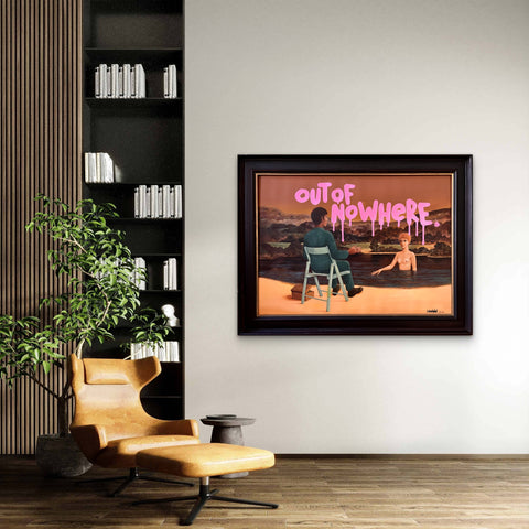 Out of nowhere I Œuvre originale sur toile et caisse américaine de L’oiseau noir 70x50