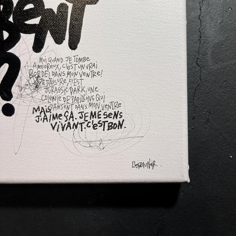 Papillons dans ma poitrine I Œuvre originale sur toile de L’oiseau noir 46x38