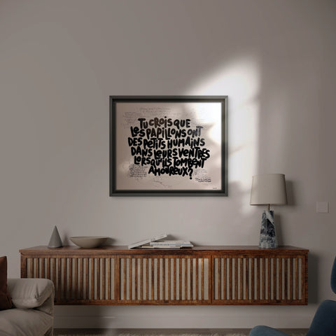 Papillons dans ma poitrine I Œuvre originale sur toile de L’oiseau noir 46x38