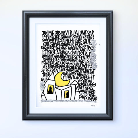 Par le fenêtre I Œuvre originale sur toile et caisse américaine de L’oiseau noir 65x50