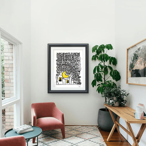 Par le fenêtre I Œuvre originale sur toile et caisse américaine de L’oiseau noir 65x50