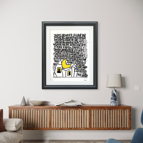 Par le fenêtre I Œuvre originale sur toile et caisse américaine de L’oiseau noir 65x50