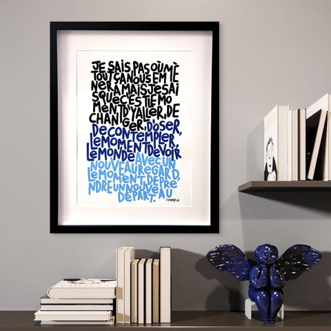 Partir I Œuvre originale encadrée de L’oiseau noir
