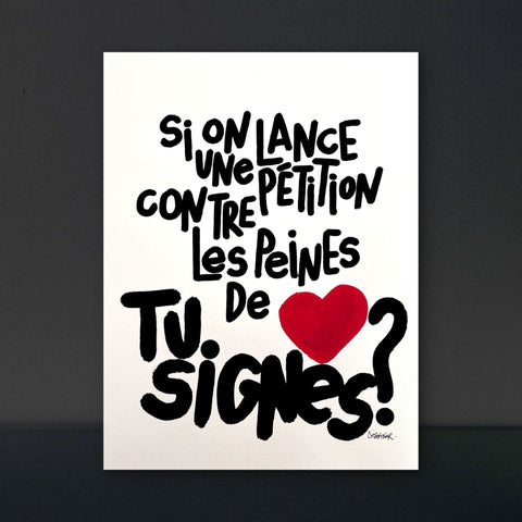 Pétition I Œuvre originale de L’oiseau noir 30x42