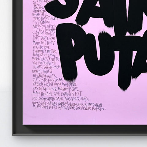 PUTAIN PINK I Œuvre originale sur toile de L’oiseau noir 100x81