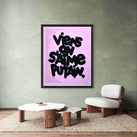 PUTAIN PINK I Œuvre originale sur toile de L’oiseau noir 100x81