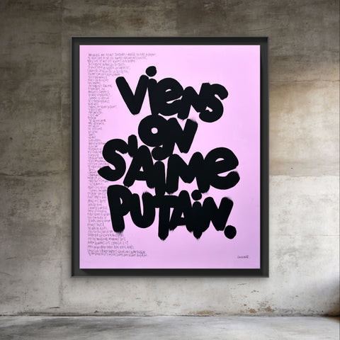PUTAIN PINK I Œuvre originale sur toile de L’oiseau noir 100x81