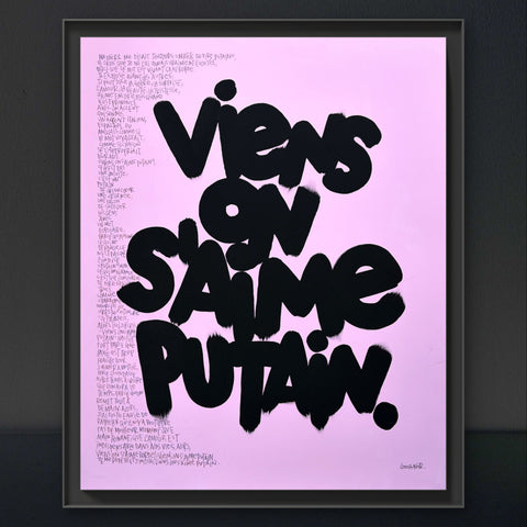 PUTAIN PINK I Œuvre originale sur toile de L’oiseau noir 100x81