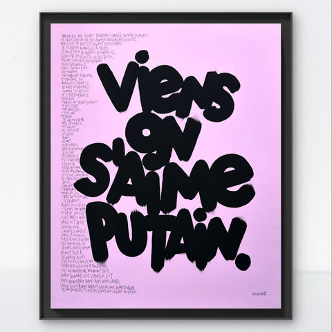 PUTAIN PINK I Œuvre originale sur toile de L’oiseau noir 100x81