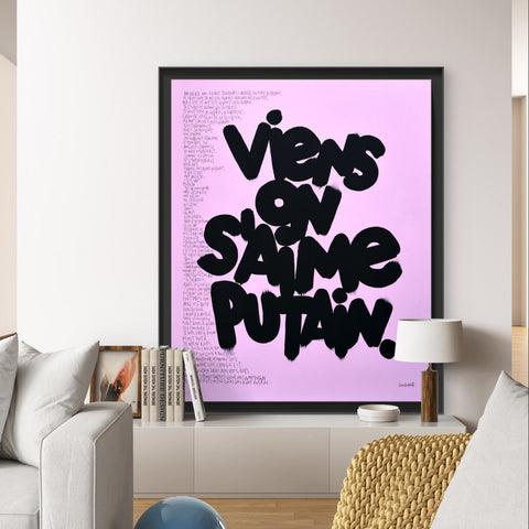 PUTAIN PINK I Œuvre originale sur toile de L’oiseau noir 100x81
