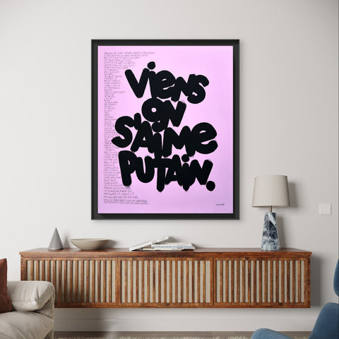 PUTAIN PINK I Œuvre originale sur toile de L’oiseau noir 100x81