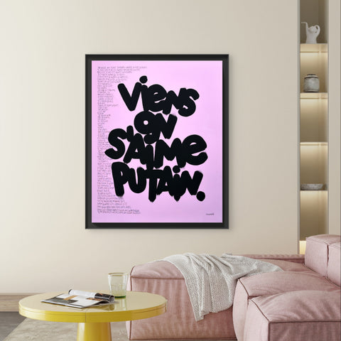 PUTAIN PINK I Œuvre originale sur toile de L’oiseau noir 100x81