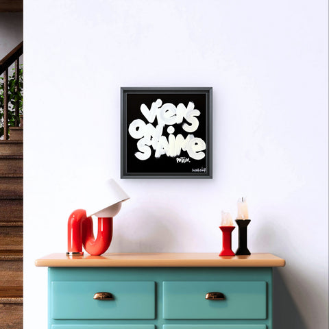 PUTAIN Small I Œuvre originale sur toile de L’oiseau noir 20x20