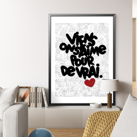 Affiche Sérigraphie "Pour de vrai" 150 exemplaires numérotées et signées 50x70